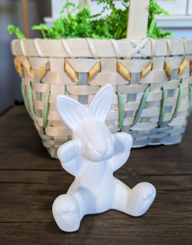 Hoppy bunny unpainted pottery bisque