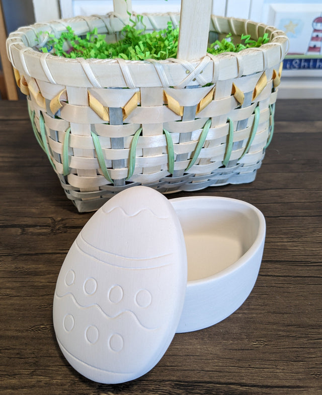 Easter Egg Box Unpainted Pottery Bisque