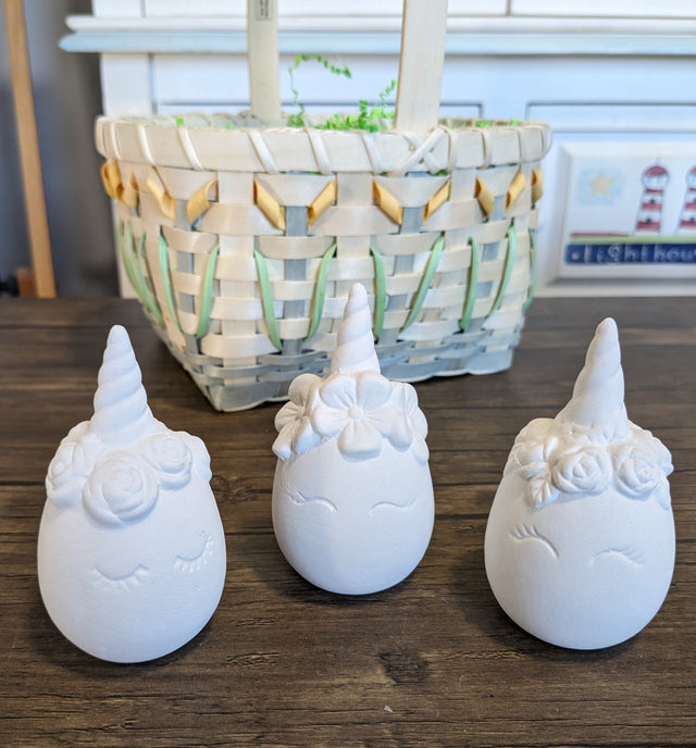 Eggicorn Set of 3 Unpainted Pottery Bisque for Easter